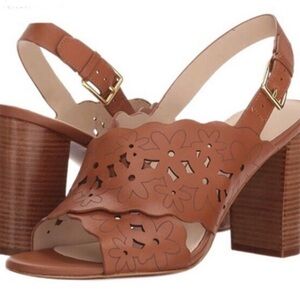 Cole Haan Indra Hi Floral Leather Laser Cut out Perforated Details Sandals